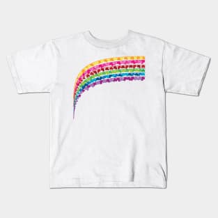 Rainbow with hearts valentine day upper left background Kids T-Shirt